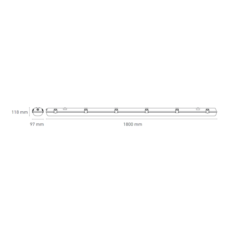 A Prueba de Vapor Modelo L5423-530 Gamma Led 1800 100 Transparente 100W 180cm 6000 K Proveedor Magg