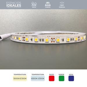 MLED-60-14.4W-5050/LD Tira LED Interior 5050 SMD RGB, 12V, máx. 144 W, Luz de Día, Interior, 5 metros, Atenuable